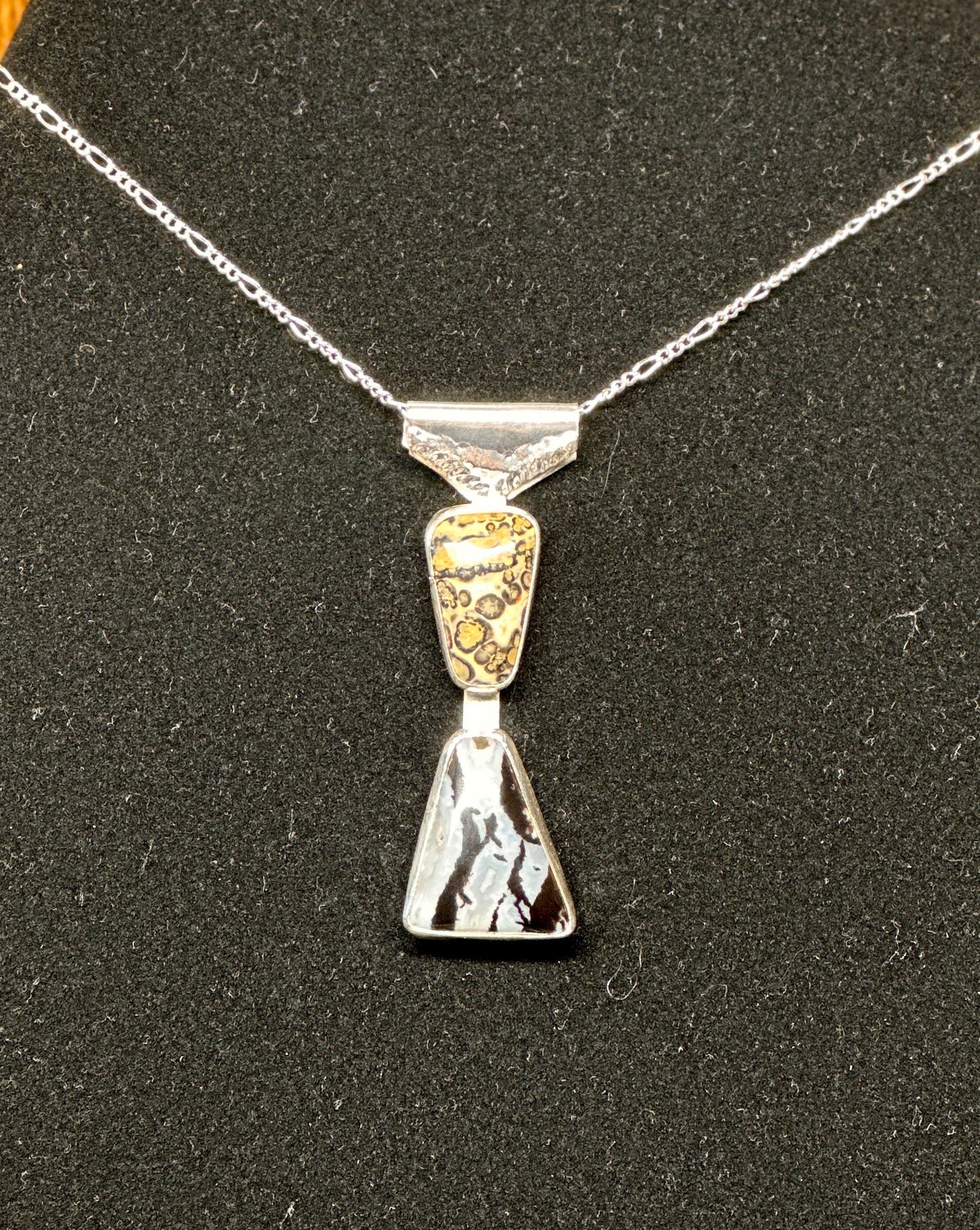 Zebra Agate and Leopard Jasper pendant and custom beaded necklace