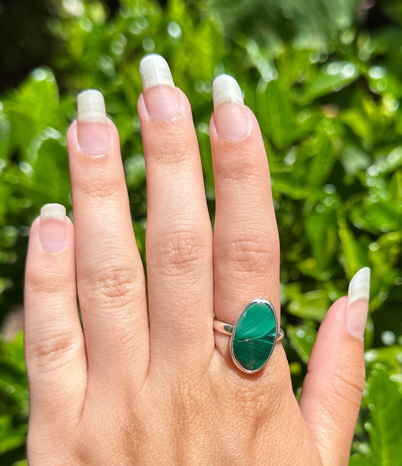 Malachite in Sterling Silver ring, size 6