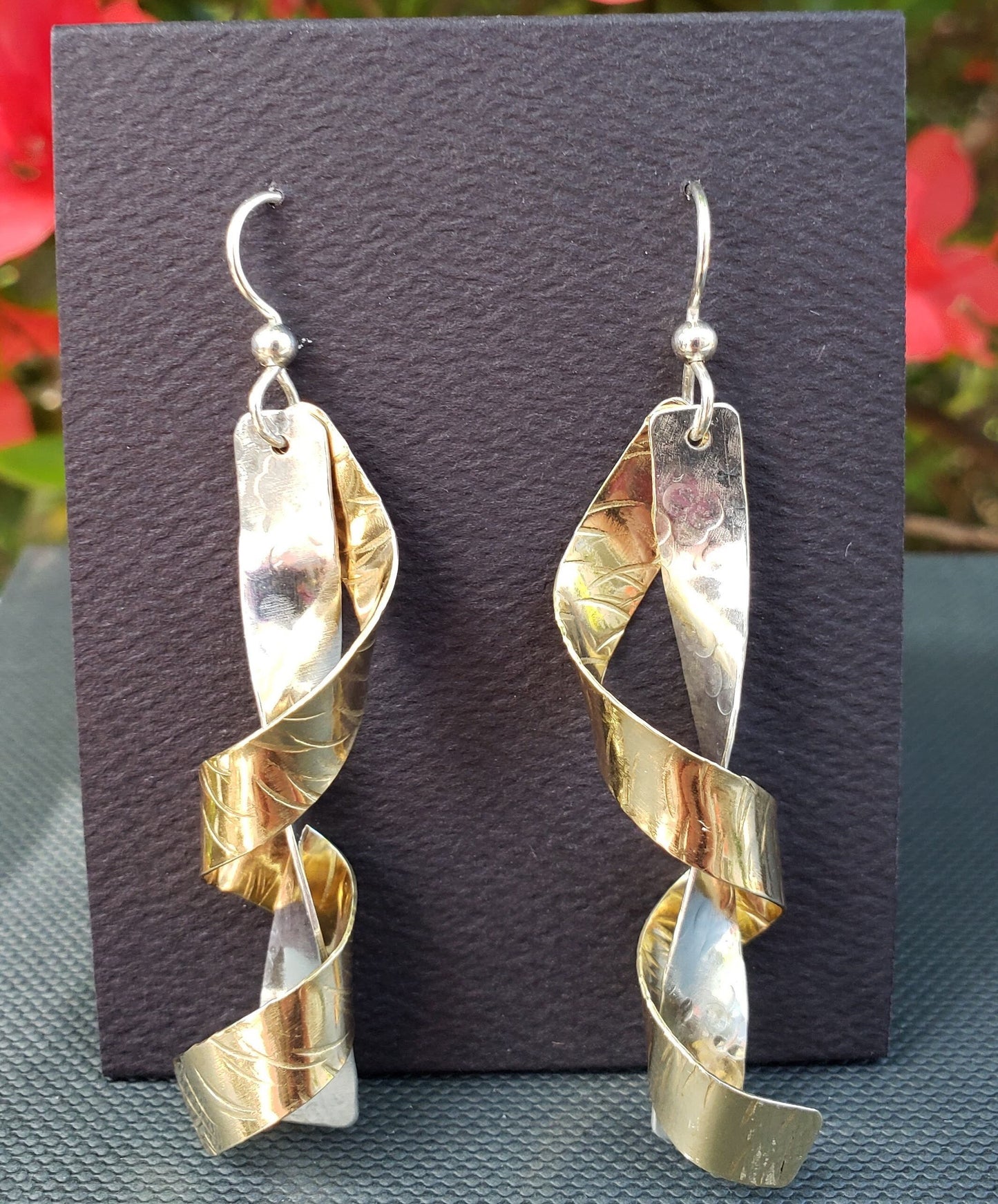 Twisted Brass and Sterling Silver earrings