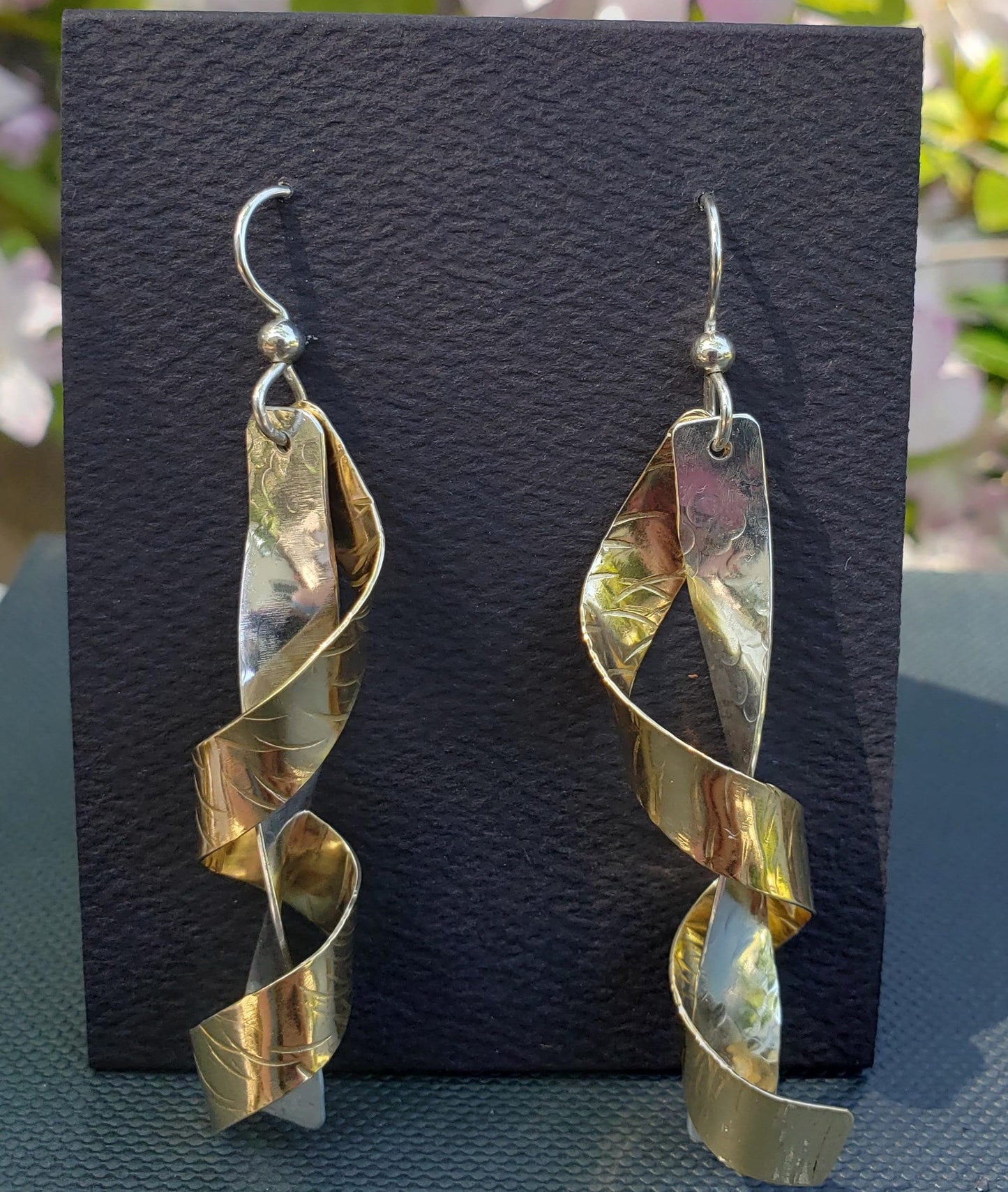 Twisted Brass and Sterling Silver earrings
