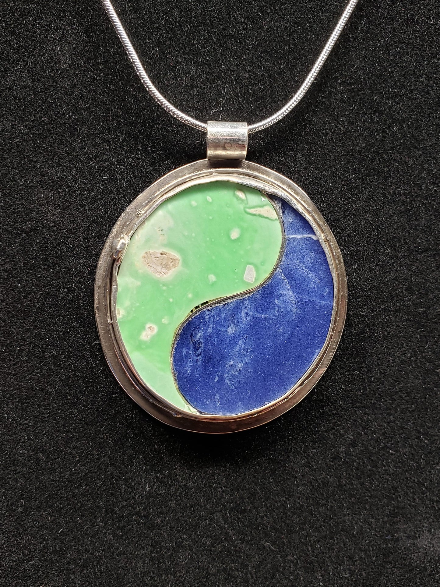 Yin Yang Sodalite and Variscite in Sterling and Fine Silver