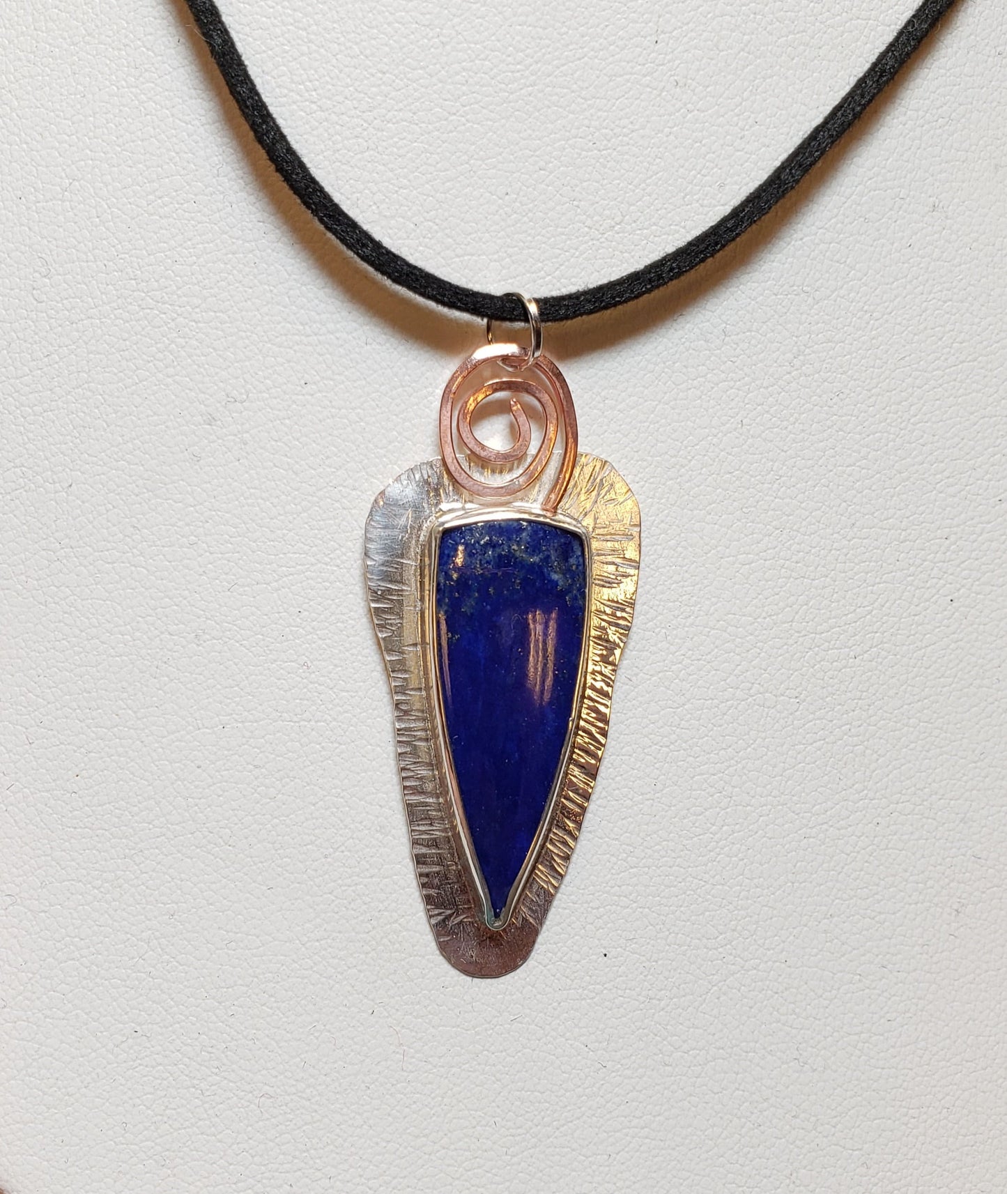 Shield Lapis Lazuli in sterling and fine silver