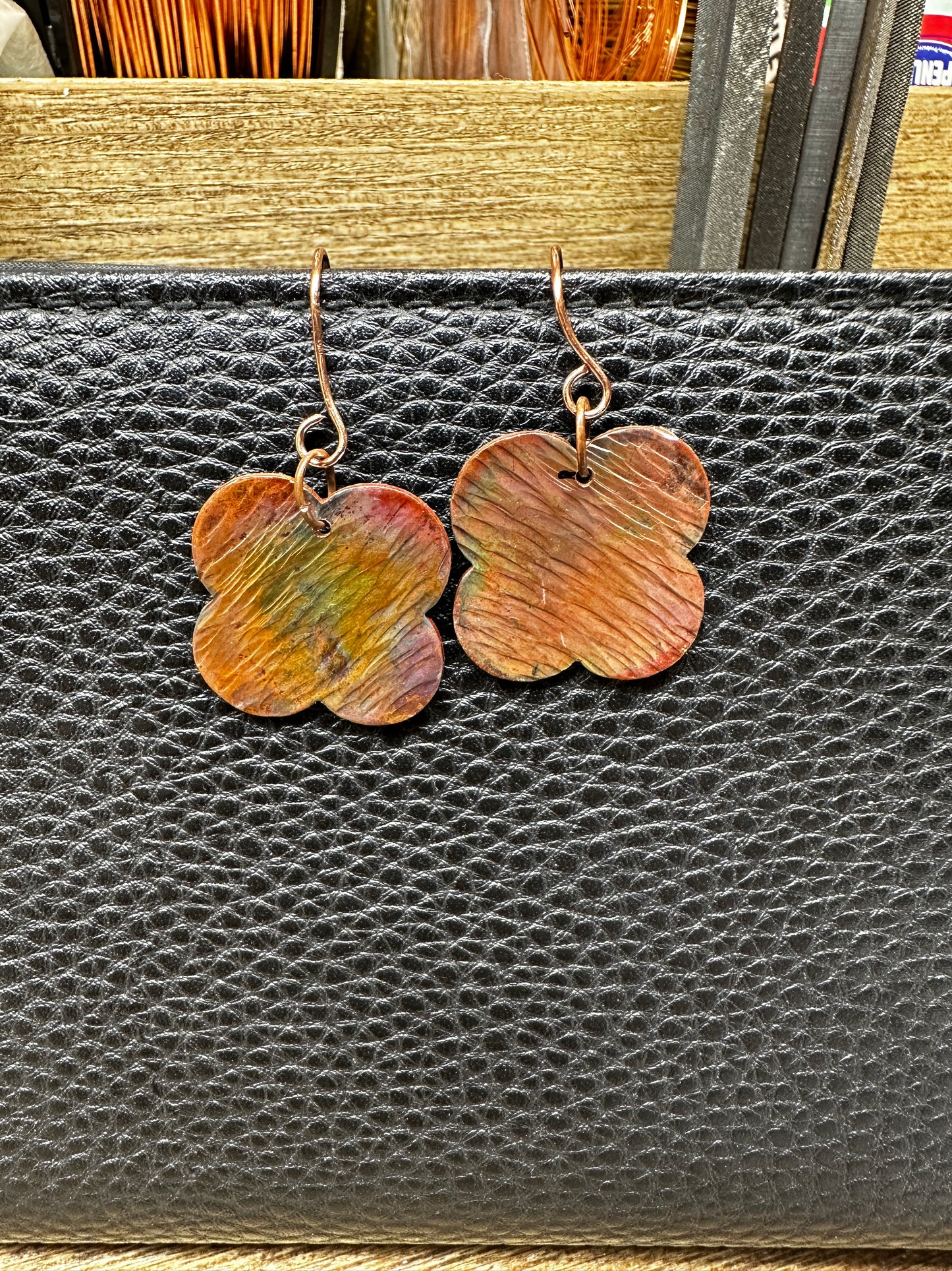 Flame Painted Clover Earrings