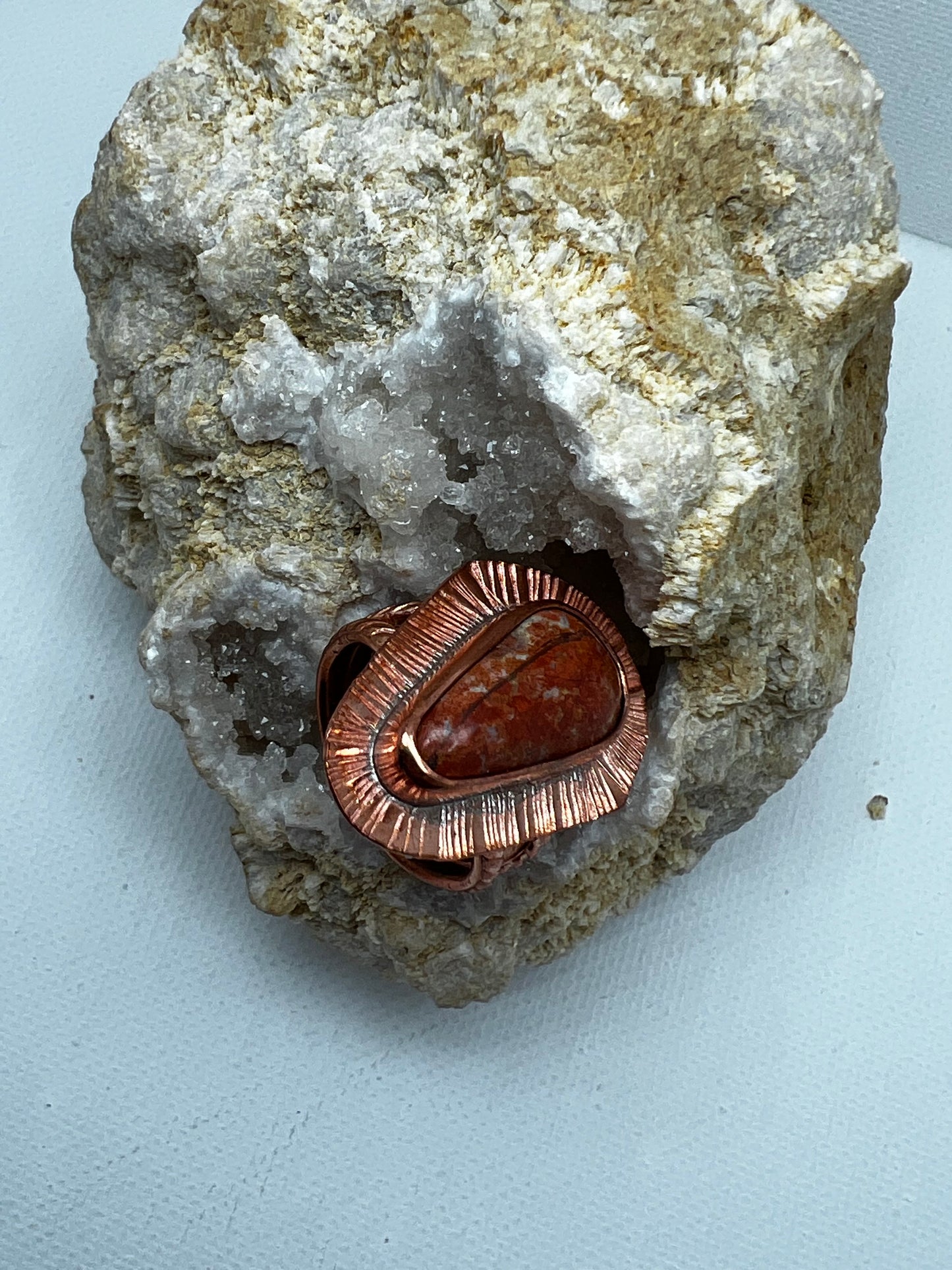 Stoney Creek Jasper in Sunburst Copper ring, size 7