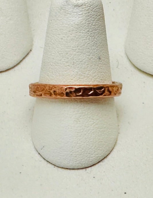 Hammered copper wire ring