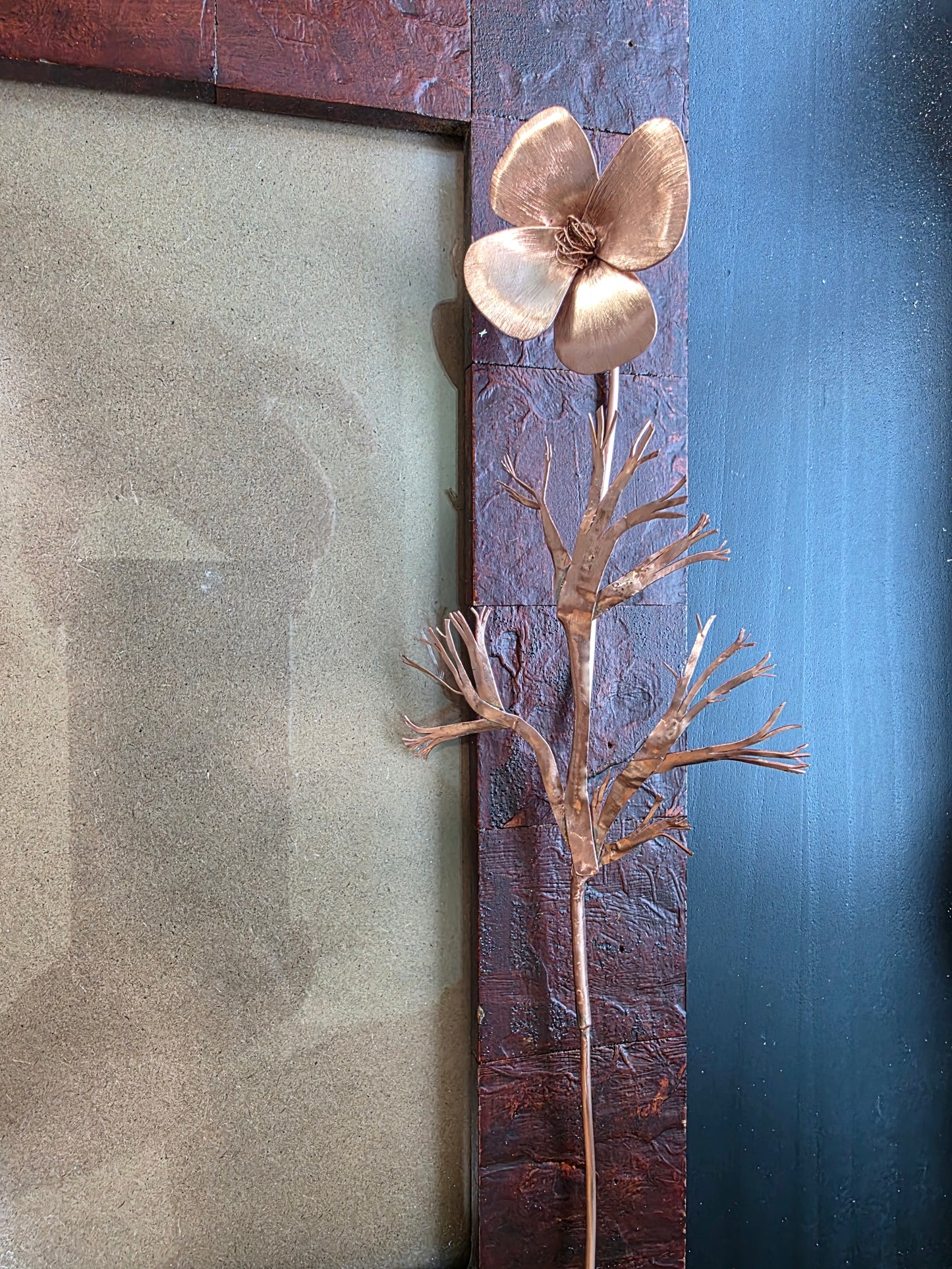 Handcrafted Copper California Poppy Photo Frame