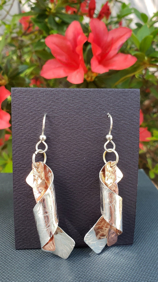 Twisted Sterling Silver and Copper earrings